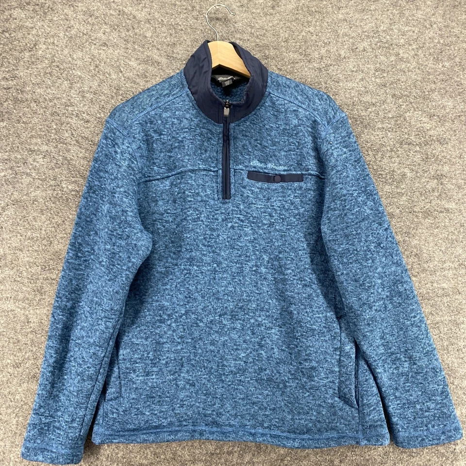 Eddie Bauer Jacket Men M Medium Blue High Neck Zipper Pockets Long Sleeve Solid - Image 3 of 4