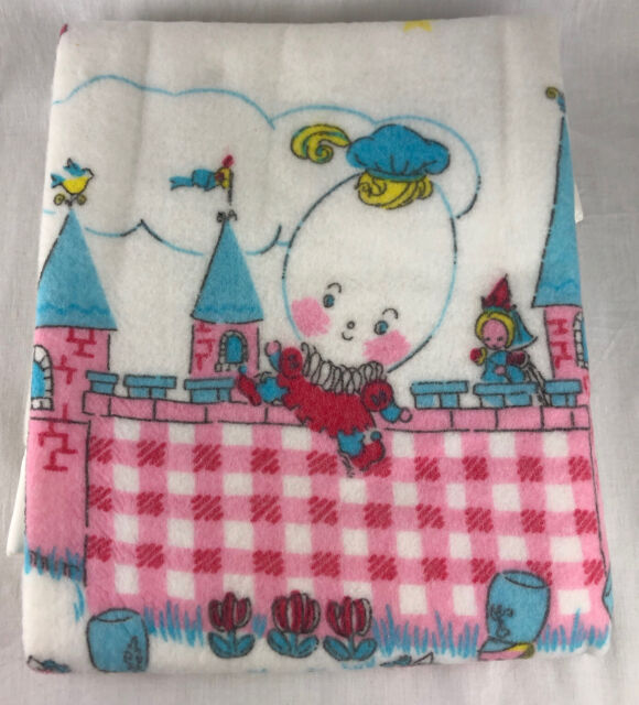 Vintage Quiltex Baby Blanket Humpty Dumpty Nursery Rhythm 50 x 36