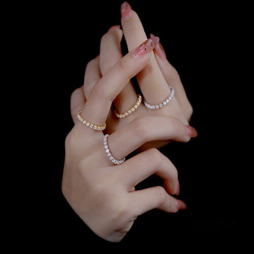 Damen Ring Zirkonia-Kette Sterling Silber 925 - Afbeelding 1 van 4