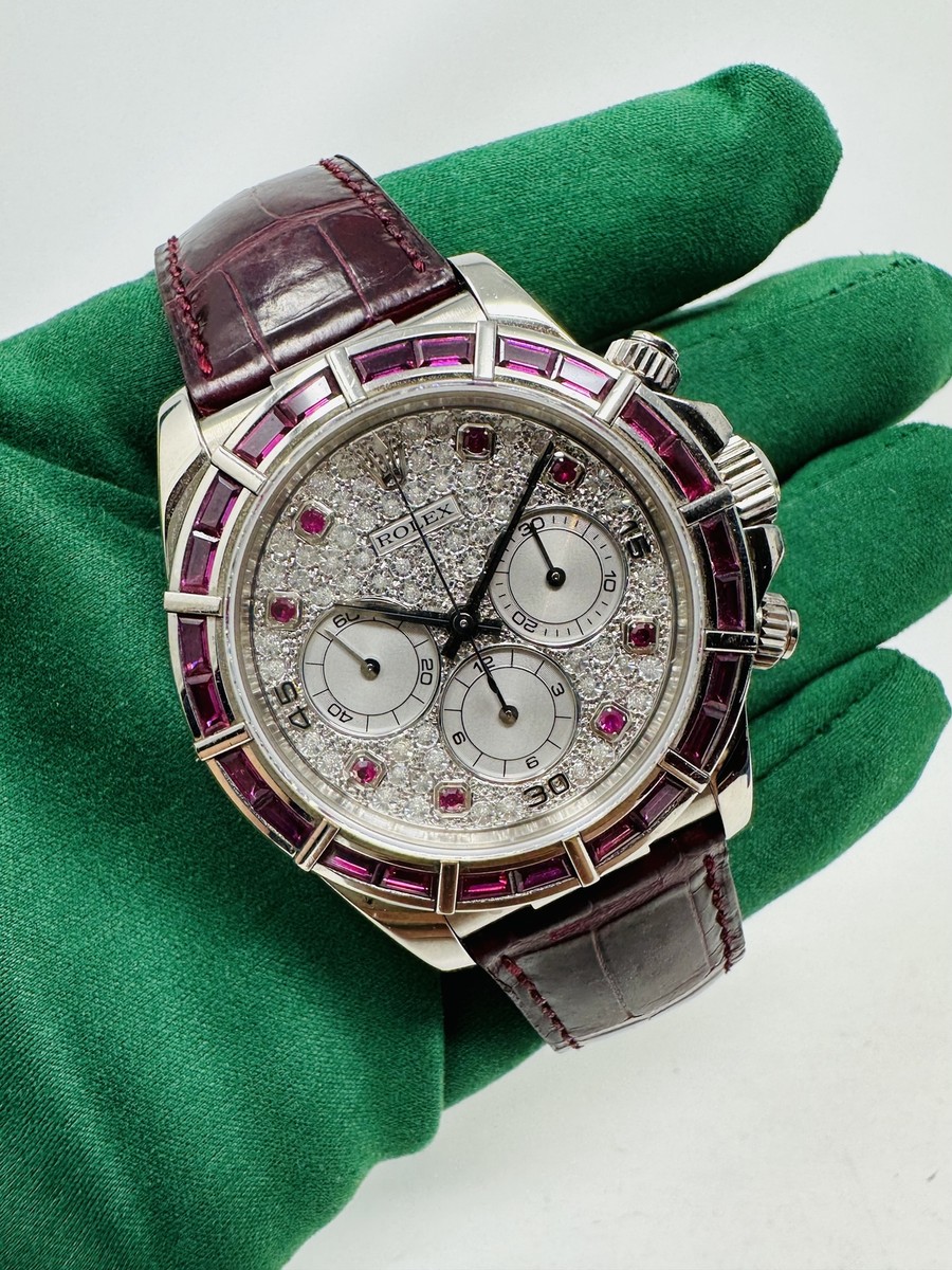 Rolex Daytona 16589 Zenith Ruby Bezel & Pave Diamond Dial Limited