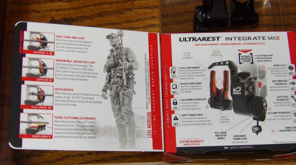 NEW QAD Ultrarest Integrate MX2 QAD- Black - Bow Rest- LEFT Handed- Integrated - Image 4 of 4