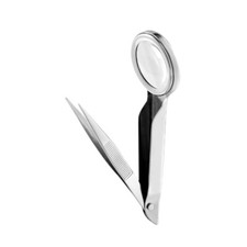 Portable Splinter Eyebrow Tweezers with Magnify Glass Handheld Magnifier Forceps