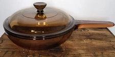 Vintage Amber VISION by Corning #5A Waffle Bottom Sauté/Frying Pan With Lid 18cm