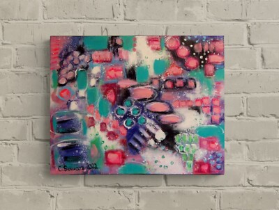DIMENSIONS 50x40cm, Bild Kunst Gemälde Büro rosa türkis lila  Christiane Schwarz