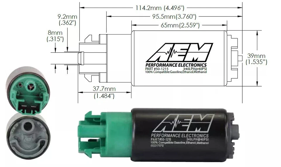 AEM 340LPH E85 高流量油箱内燃油泵适用于 09-15 日产 GT-R R35 VR38DETT — 第 3/4 张图片