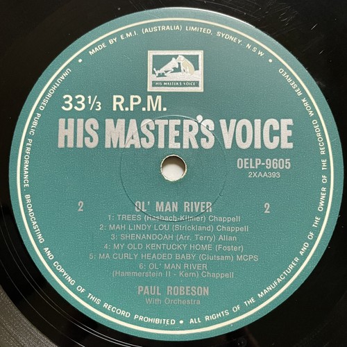 Paul Robeson Ol Man River Vinyl Record 12” 33 RPM OELP-9605 HMV 1960s Mono - Picture 11 of 24