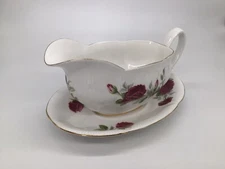 Royal Albert Royal Canadian Rose Gravy Boat Underplate Set Bone China England