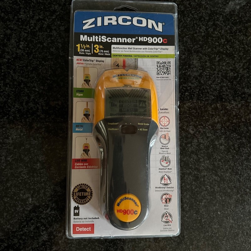 Zircon MultiScanner HD900C OneStep Center Finding Wall Color Display Stud Finder