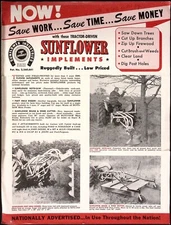 1953 Sunflower Tractor Driven Implements Roto Saw Brush Cutter Brochure