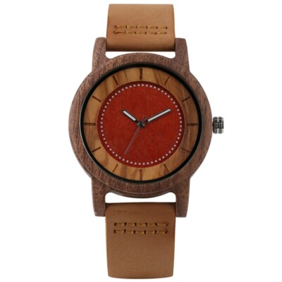 Handmade Men's Bamboo Watch Nature Wood Luminous Hands Quartz