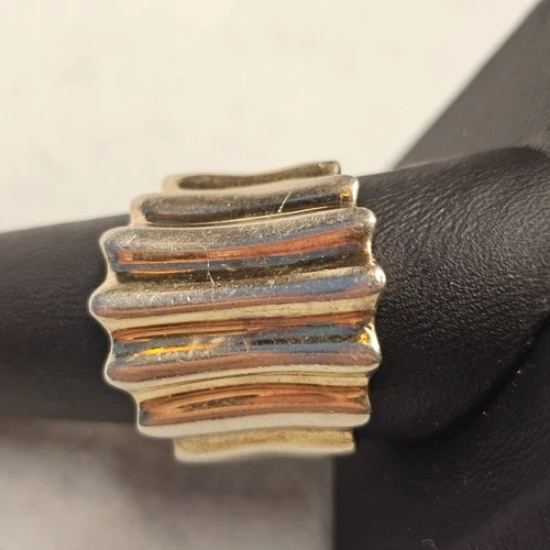 Vintage Modernist Sterling Silver Ring GPT 925 Sculptural Taxco Style Size 9