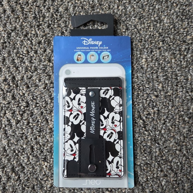 Disney Universal Phone Holder Mickey Mouse Wallet Kickstand Grip Black