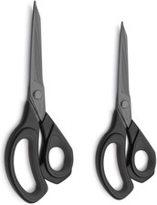 LIVINGO 2 Pack Sewing Fabric Scissors: Titanium Coated Forged Sharp Heavy Duty S