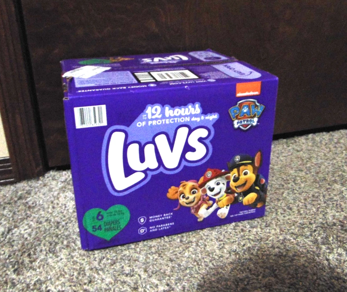 2023 Vintage Luvs Size 6 Diapers W Nickelodeon Paw Patrol Dogs 54 Count Box Pack
