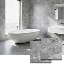 Peel and Stick Vinyl Floor Tiles 12"x12" Stone Look Athens Grey Stone, 12-Pac...