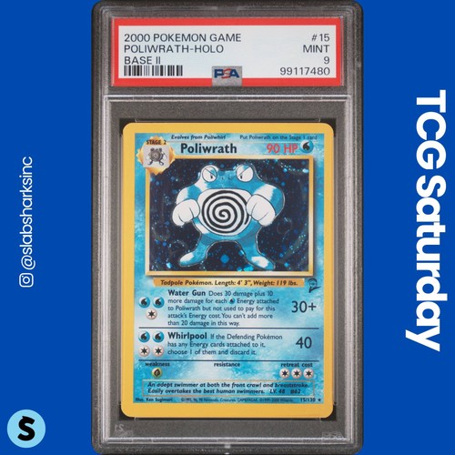 2000 POKEMON BASE SET 2 #15/130 POLIWRATH HOLO PSA 9