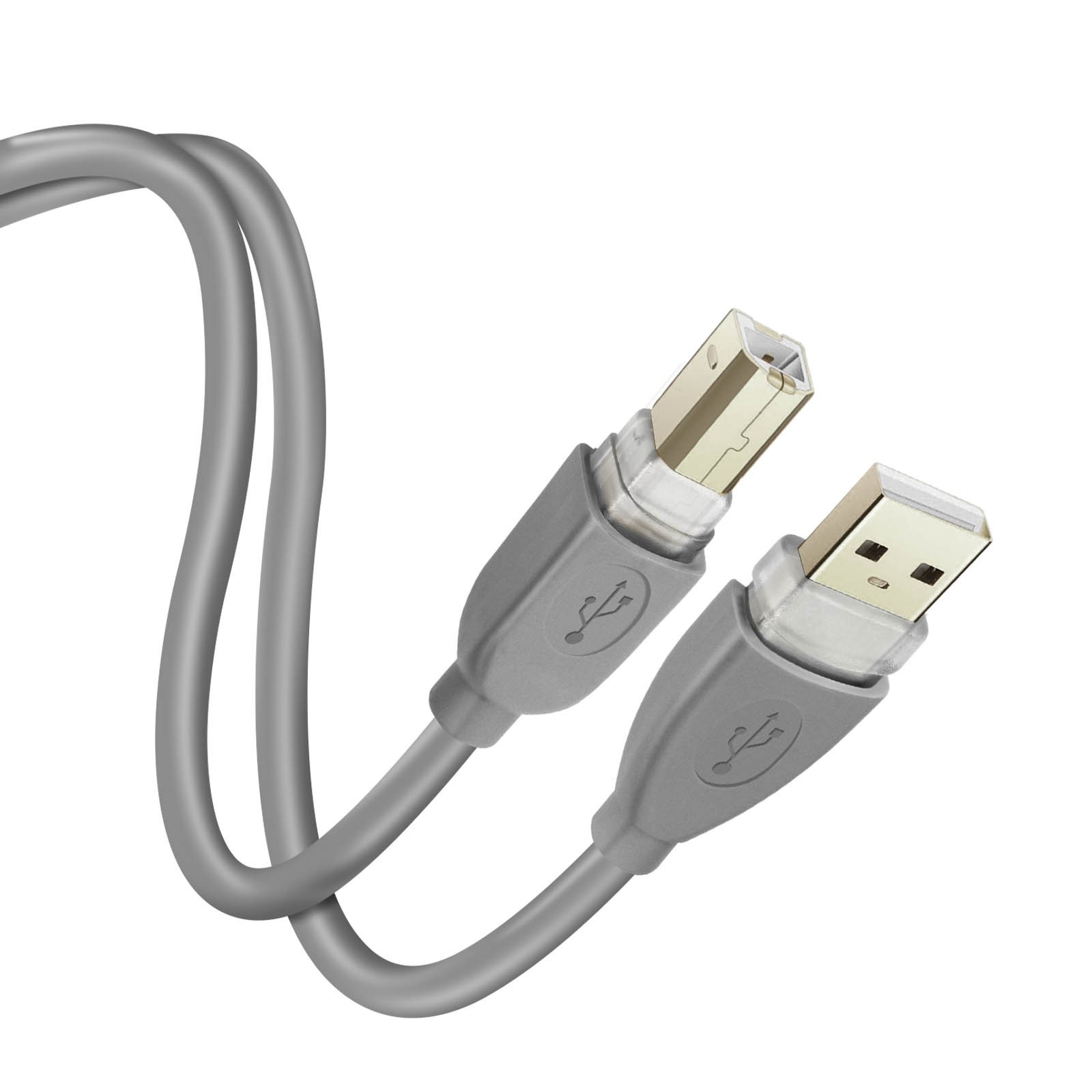 Câble USB-A vers USB-B 2.0 LinQ de 1,8m gris pour imprimante et scanner