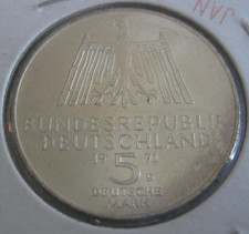 1971 D Germany 5 Mark Albrecht Durer .625 Silver Coin, 11.2 g, .225 Troy Oz Net