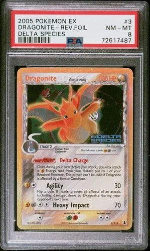 PSA 8 Dragonite - 3/113 - Delta Species [Reverse Holo] - Pokemon - Read Desc.