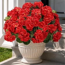 6 Pcs Artificial Geranium Flowers Faux Plants for Outdoors Red
