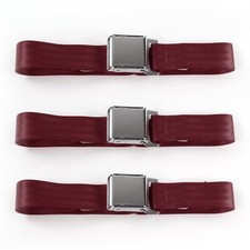 Early Cars 1933 - 1934 Airplane 2pt Burgandy Lap Bench Seat Belt Kit - 3 Belts  
