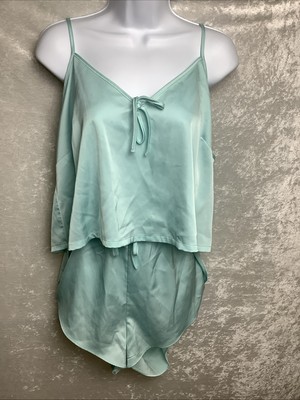 Colsie Sky Blue Silky Sleep Wear Tant Top And Shorts Womens Large