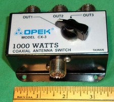 OPEK CX-3 Coaxial 3 Position Antenna Selector Switch 1000 Watts Clean Nice Cond