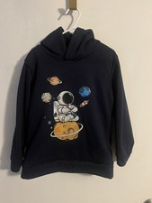 Astronaut Hoodie Boys Navy Blue Outer Space Fleece Lined Size 120 5 XS