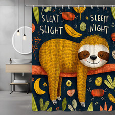 Sloth Shower Curtain, Cute Night Sky Animal Print