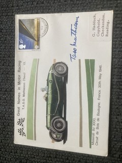 Great Names In Motor Racing T.A.S.O Mathieson Number 15 First Day Cover Signed