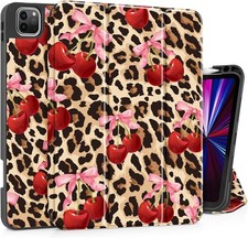 NEW iPad Pro 11 in Case 1st - 4th Gen - TPU, Tri-fold - Cherry Cheetah