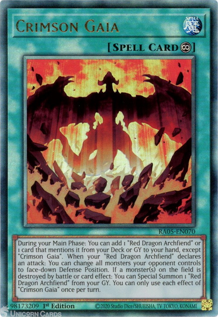 RA05-EN070 Crimson Gaia : Ultimate Rare 1st Edition Mint YuGiOh Card