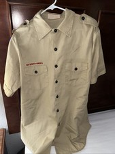 Boy Scout BSA UNIFORM SHIRT Mens Large Short Sleeve Tan D16
