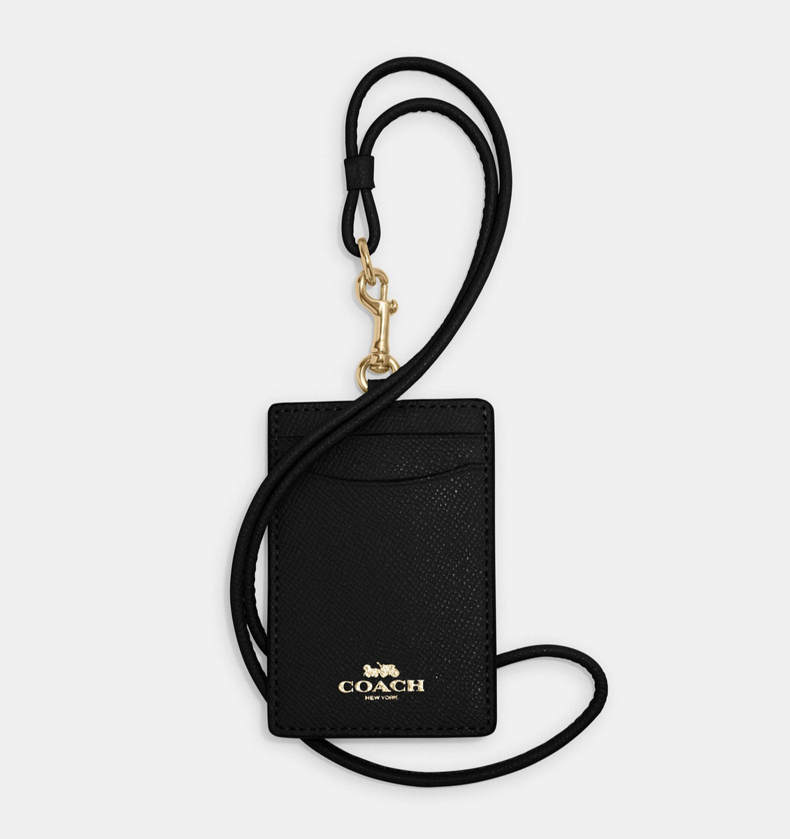 Coach ID Lanyard Leather Card Case Holder ~NWT~ Black 57311 | eBay