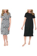 Stan Herman Women's 2-Pack Riviera Floral Lounge Dresses Black