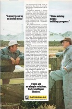 Caterpillar Vintage Print Ad Stone Mining Quarry Environmental 1970s