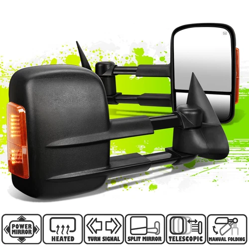 Powered Heated LED Amber Turn Signal Towing Mirrors for Silverado Sierra 99-02
