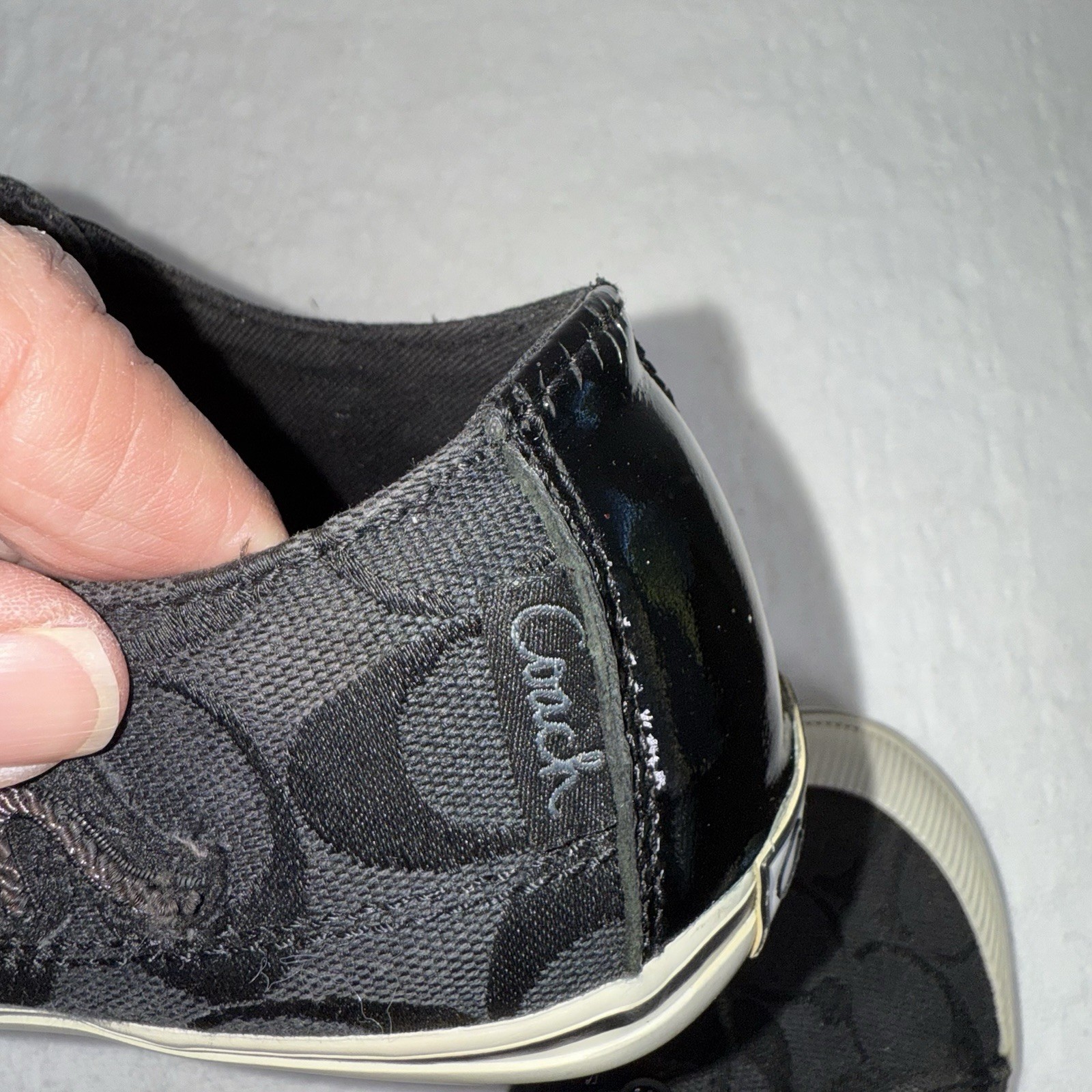 Coach Keeley Black Khaki Signature C Logo Y2K Grunge Slip On Sneaker Shoe Sz 6.5 thumbnail 9