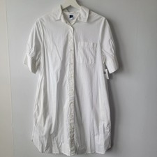 Old Navy women's white shirt dress sz s short sleeves button-front side pockets