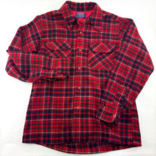 Vintage 70s Pendleton Board Shirt Mens Medium Red Tartan Plaid Made in USA Wool