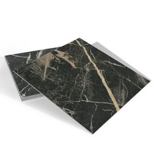 Wallderful Marble Peel and Stick Floor Tile Black 12"x12"x0.06", Gold
