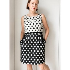 Tahari Womens Polka Dot Dress Black/Cream Size 10P Mini Dress retro Mini Mod