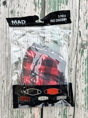 5-Pack Adult Reusable PACK OF PLAIDS Masks Cloth Face Covering Washable