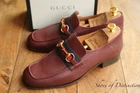 Gucci Burgundy Leather Brass Horse Bit Loafers Shoes Men's UK 8 US 9 EU 42