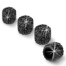 Tire Valve Stem Caps, Handmade Crystal Rhinestone, Black(4 Pack) black