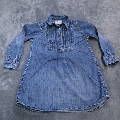 Vtg Polo Ralph Lauren Girls 3T Pullover Denim Shirt Dress Ombré Long Sleeve
