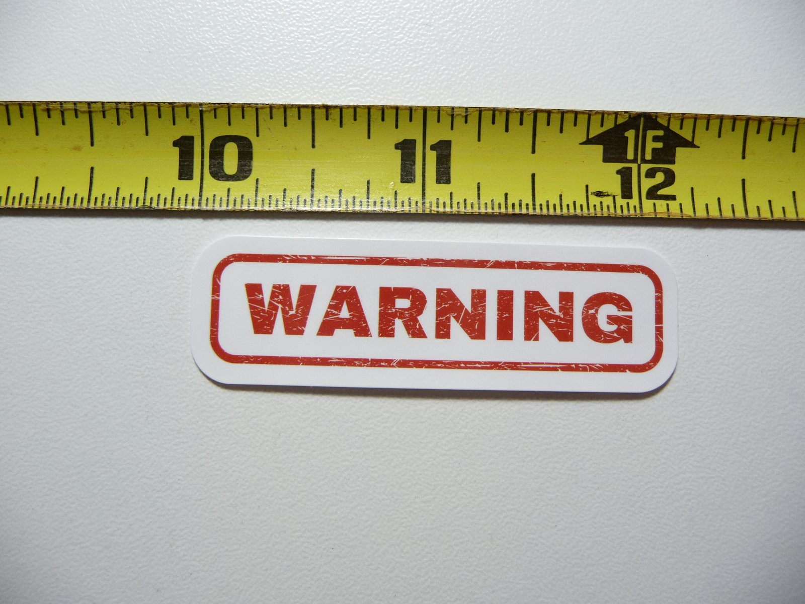 Caution Distressed Rectangle Sticker for Business Policy on Building Door