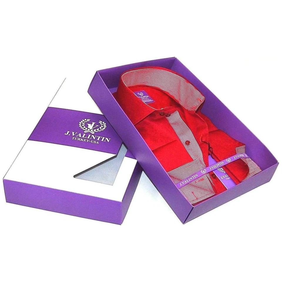 Men Shirt J.Valintin Turkey Usa Egyption Cotton Axxess Style 1514 Christmas Red - Image 3 of 4