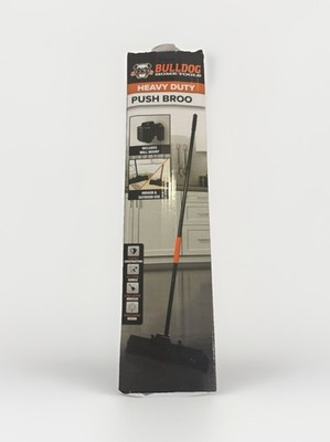Bulldog Home Tools Heavy Duty Push Broom 18'' Steel Handle, Wall Mount, Durable