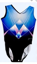 Gymnastics Leotard Pink Leisurewear ..bling /diamonds blue/blk CL Worn 1 Time